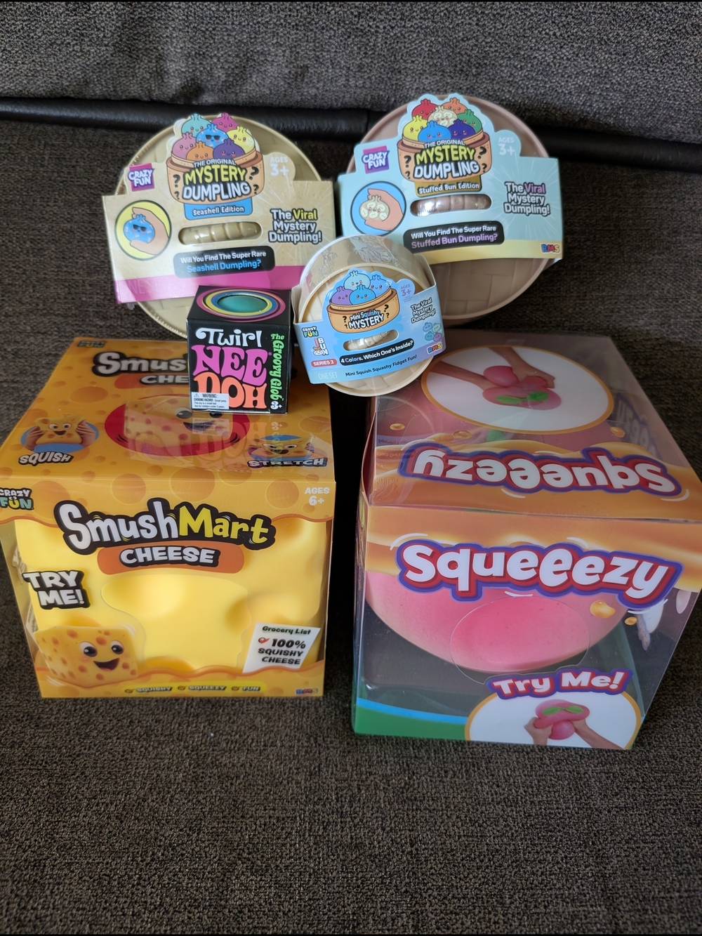 Smushmart Cheese, Squeeezy Peach, Mystery Dumplings And Nee Doh